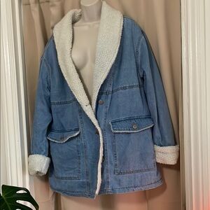 Blue and White Sherpa Jean Jacket